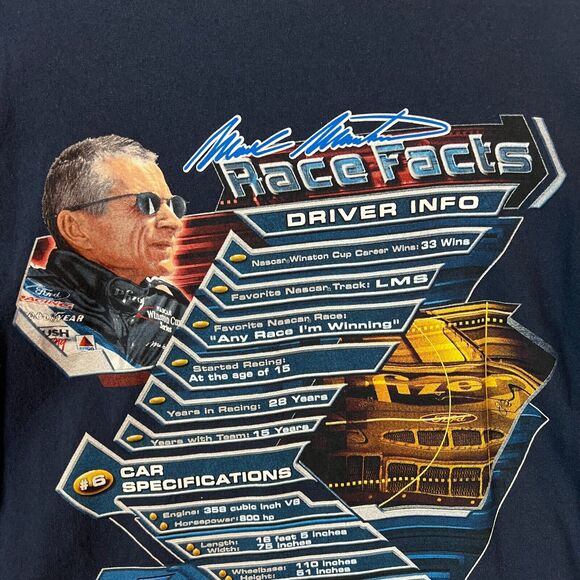Vintage Mark Martin NASCAR‎ T Shirt Adult Extra Large Blue Chase Authentics XL - Picture 10 of 15